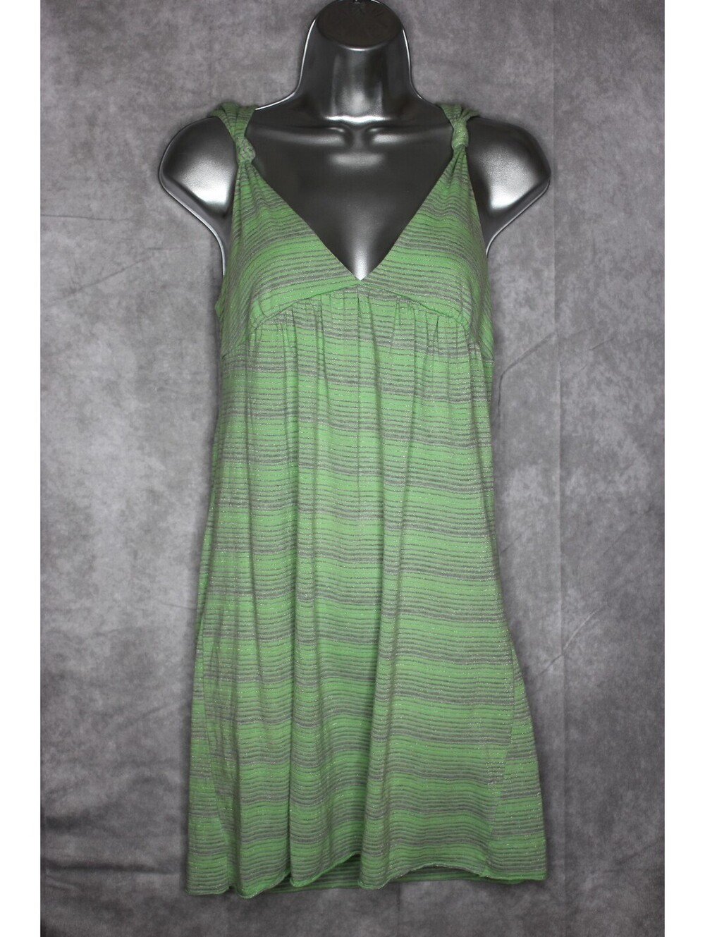 Y2K Tank Dress Medium "Poof! for the Planet" Brand Empire Waist Knotted Straps